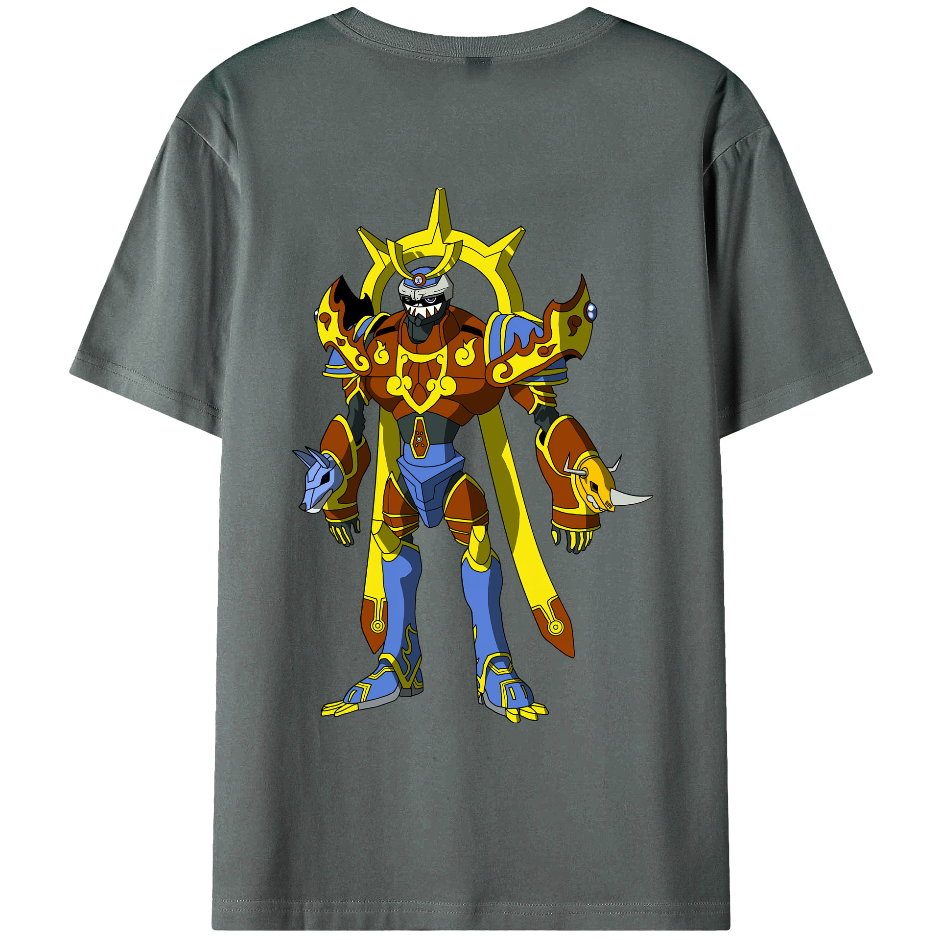 （画像用） Digimon デジタルモンスター/デジモン 綿100％ メンズ半袖Tシャツ（バックプリント） 通気性